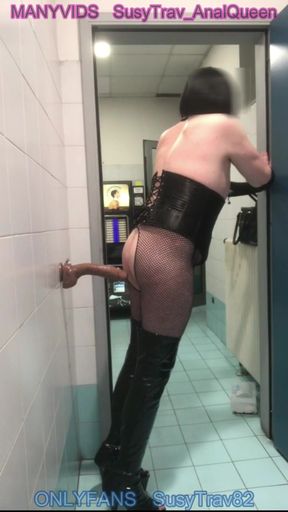 risky truckstop toilet big black dildo anal fucking