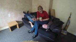 Chelsea Sits On Her Slave On The Couch (4K)
