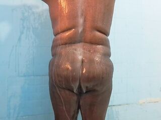 Overweight Sissy Showering