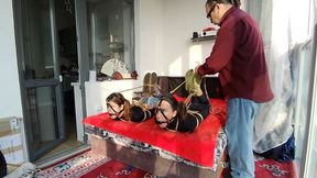 Sofi and Sally_Bondage in jeans and black sweatshirts with jute ropes_Ordro_Part 1-3_Full version