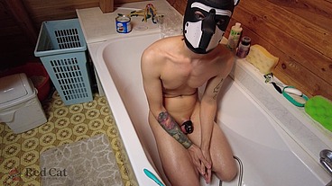 Chastity slave shaving time - with a dildo inside