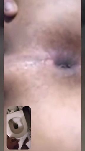 Key moment from &quot;Cute couple phone sex, showing anal finger fucking.&quot;