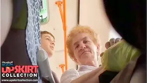 It was a real crowd on the bus, but the cameraman still managed torecord some hot moments.
