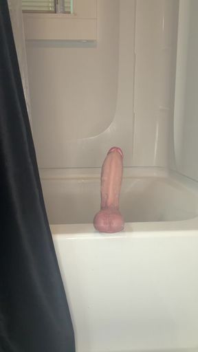 Slut Wife Fucking Huge Dildo in Shower