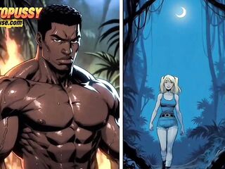Hawt White Wife Tastes a Large Ebony Knob in Front of Her Cuckold Spouse. Toon Comic Story