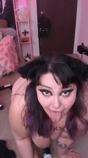 Cringey cat E-girl begging for cock
