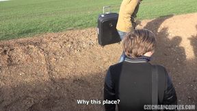 Czech Gay Couples 9 Airport Rampage - Fresh Twinks Jacked and Covered in Cum