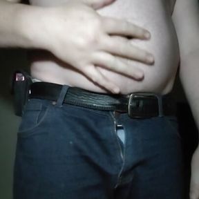 Male stripping with masturbation