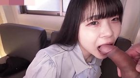 Japanese brunette beauty. Big tits amateur blowjob and creampie sex. Uncensored, Asian, hentai, casual clothes