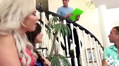 Kacey Jordan seals the deal with a passionate oral session in a sleek private lounge