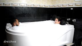 playing in the jacuzzi