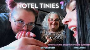 Hotel Tinies 1: Unaware Giantess OctoGoddess, Sara Star and Jane Judge find Tiny Men on Vegas Girls Trip ft BBW Squashing, Boot Stomping, Vore POV Captioned Version