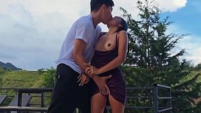 Tiny Slim Latina Cutie Got Seduced & Deepthroated Outdoor By Her New Stepbrother
