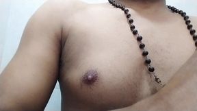 College boy showing body in washroom