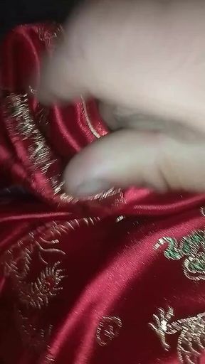 Lars Damberger Masturbating in a Red Asia Satin Cheongsam