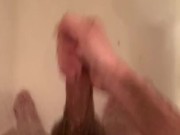 Uncut jackoff in the shower