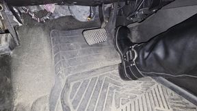 Evalynn Driving Hard in Tall Biker Boots