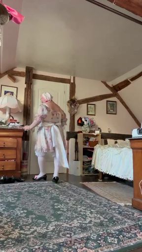 Dressed in a babydoll dress for the day