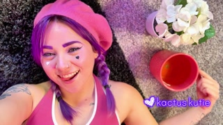 pretty girls pees in a plant pot