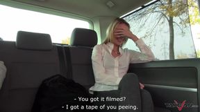 Tattooed hot blonde ride strangers cock in van
