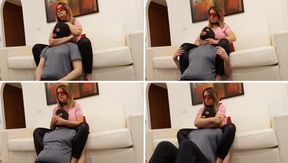 105 ) Neck squeezing and hand over mouth in living room – POV2 -  PART1