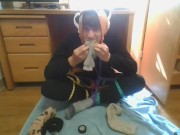 Kigurumi Self Bondage in Wool Socks (CUMSHOT)