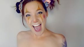 A clown slut obsession - wild clown antics - large dildo fucking and sucking - Strange Productions - Kitty Strange