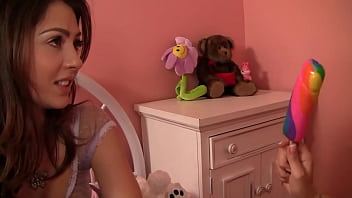 They can&#039_t even get their clothes off before sliding the rainbow dildo on a stick over the...