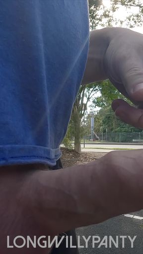 Amateur straight guy flashes his cock next to the busy road