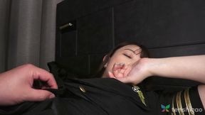 Lovely Japanese Girl Nagisa Katagiri in Her Airline Uniform Playing Dress up