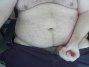 Bear body in sweat pants cock out getting hard teasing then a final supprise underwear