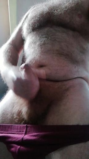 Big Hairy British Daddy Bear Wanking in His Briefs