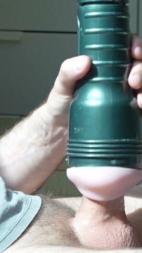 Very long jerk-off session with my favorite fleshlight, I end up with intense cumshot on clothes   Clip 1
