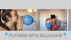 Inflating balloons and rubbing them on my body