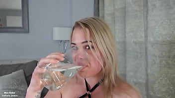 30 hard slaps counting 1 by 1 having a glass of piss and cum eating