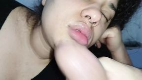 CREAMPIE ON THE SLUT'S FULL LIPS &mdash;  WITH THE BEST ASMR OF HER MOUTH