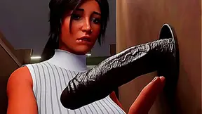 Lara Croft Seduces Big Cock Stranger in Busty Hentai Glory Hole Fantasy