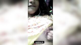 Chubby Cutie's Boobs Bounce While Pressed By Hands