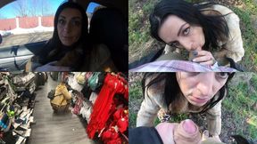 Tight Cameltoe Tease, Public Lingerie Shopping & Facial by the Train Tracks