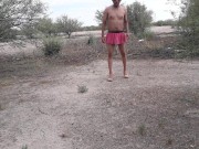 sexy trans deliciosa con minifalda se desnuda en publico plug anal de zorra y tacones muy caliente