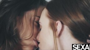 Watch this adorable redhead & hot brunette eat each other's cunt