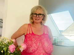 Redhead BBW with Big Boobs Blowjob Tittyjob Facial
