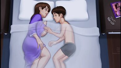 Stepmom’s horny tenant fucked her all night long in Summertime Saga