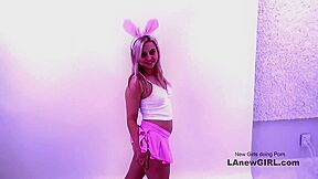 Teen 18+ Bunny In Pink Gets Banged & Rims At Audition