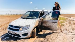 CAR STUCK Julia got stuck in the mud doing a test drive