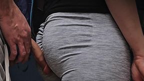 Almost Seen When She Strokes His Cock Inside a Bus