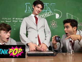 TWINKPOP - College Class Turns Into A Rod-Measuring Contest And Then A Hawt Group Sex