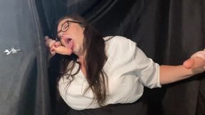 Busty BBW glory hole job interview