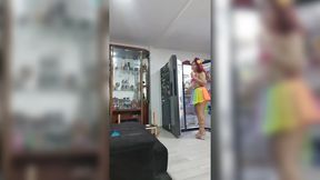 Hot Cleaner Seduces in the Kitchen and Gets Pleasured