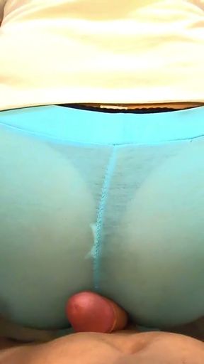 STEPMOM with transparent leggings teases, rubs, touches and squirts stepson's cock   Clip 1